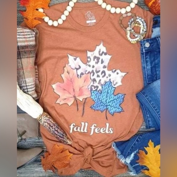 NWT Haute Mess “Fall Feels” Leaves Plus Size Tee - Picture 4 of 7